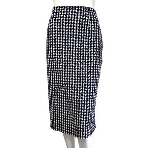 Samantha Sung Houndstooth Hand Drawn Printed Midi Double Vent Blue Size Large 10